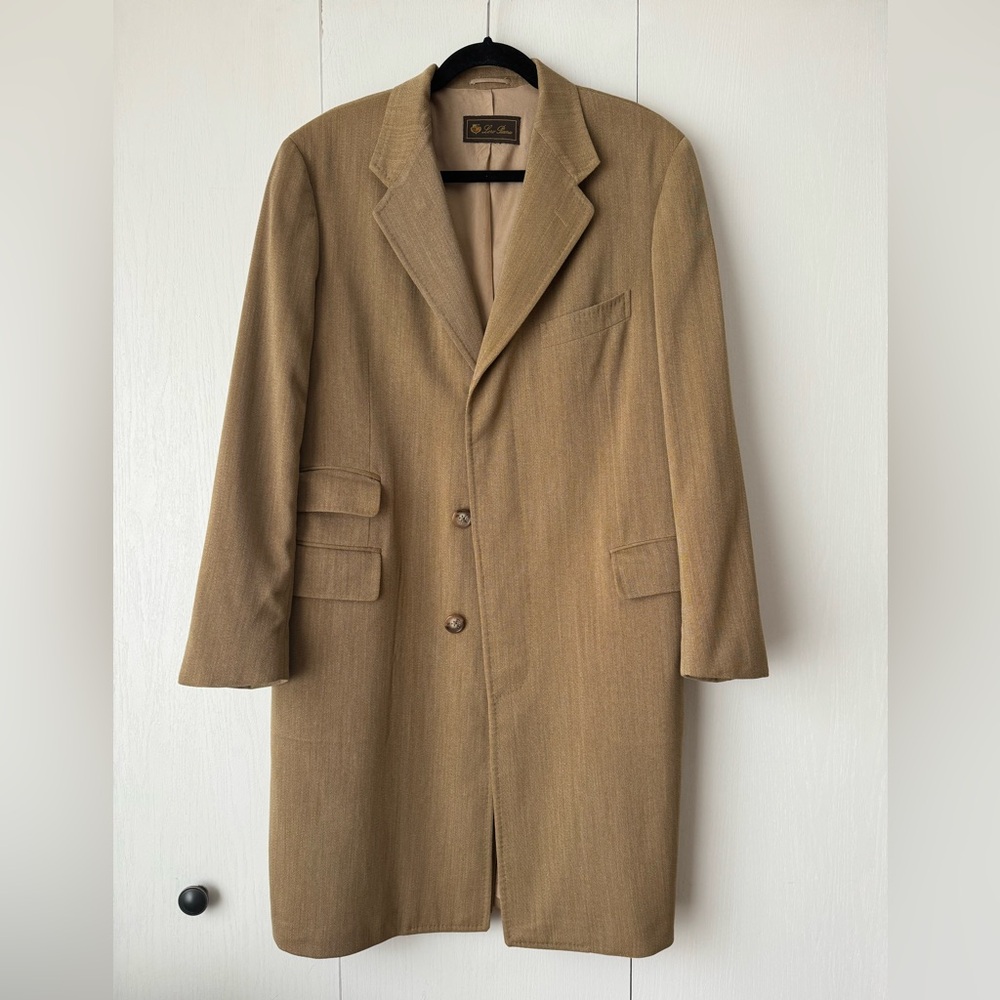 Loro Piana Men’s Beige Wool Overcoat Trench Coat Size 52